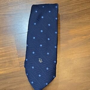 Christian Dior Dark Blue Tie with Light Blue Dots